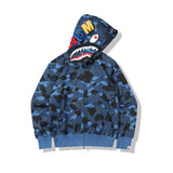 Bathing Ape Hoodie Autumn and Winter Shark Mouth Men and Women Casual Camouflage Thin Sweater Baggy Coat