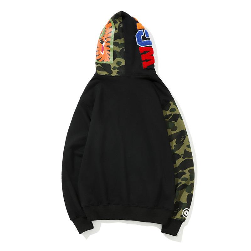 Bathing Ape Hoodie Autumn and Winter Fashion Brand Camouflage Embroidery Stitching Sleeves Cardigan Zipper Hoodie Coat