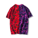 Bathing Ape T Shirt Summer Camouflage Color Matching Short Sleeve T-shirt