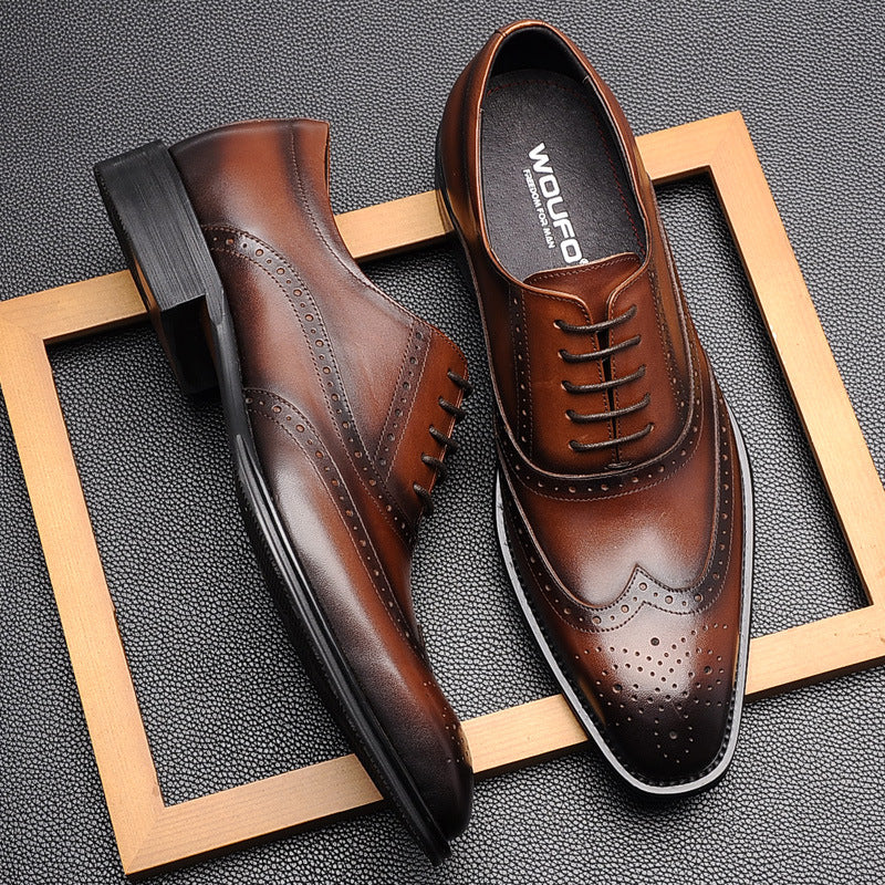 Men's Dress Shoes Classic Leather Oxfords Casual Cushioned Loafer Vintage Men's Business Formal Leather Shoes for Men