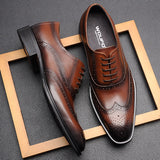 Men's Dress Shoes Classic Leather Oxfords Casual Cushioned Loafer Vintage Men's Business Formal Leather Shoes for Men