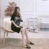 Moschino T Shirt Loose Cotton Embroidered Letter Dress