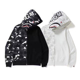 Bathing Ape Hoodie Camouflage Stitching Sweatshirt Luminous Hooded Zipper Fleece Jacket