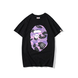 Bathing Ape T Shirt Summer Purple Camouflage Print Casual Short Sleeve T-shirt