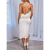 Kendall Jenner Wedding Guest Dress   Sexy Deep V Neck Irregular Sling Dress