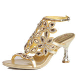 Gold Heels Fashion Women's High Heel Diamond Sandals Women's Shoes