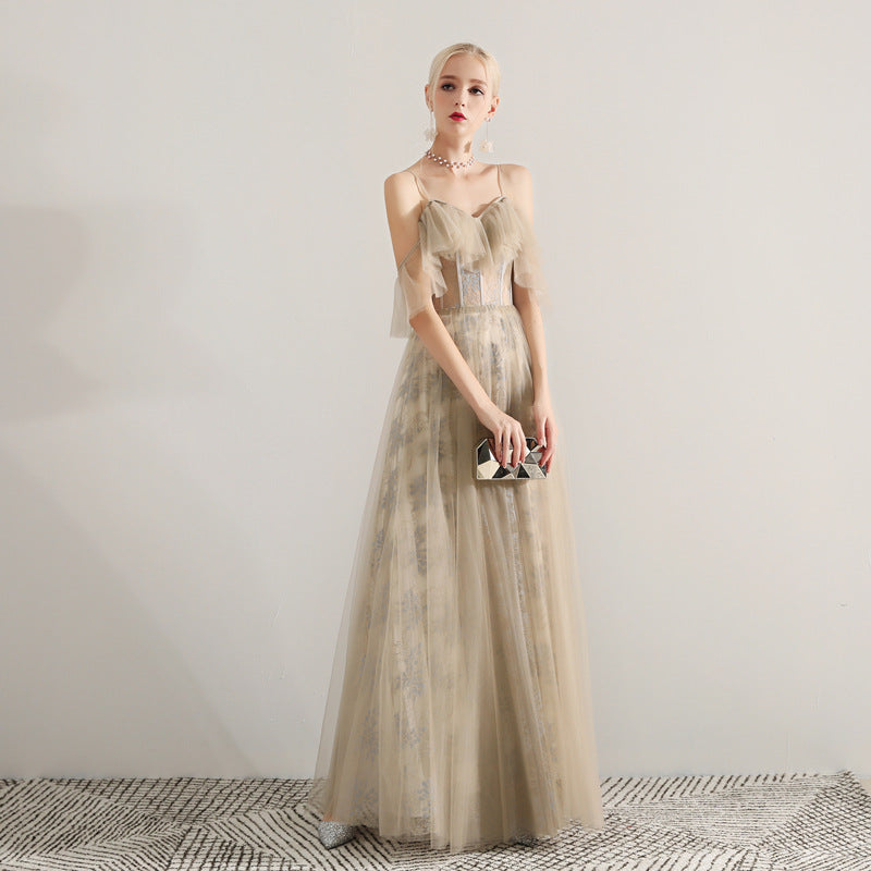 Long Homecoming Dresses Autumn and Winter Suspender Dress Princess Western Style