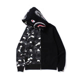 Bathing Ape Hoodie Camouflage Stitching Sweatshirt Luminous Hooded Zipper Fleece Jacket