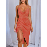 Kendall Jenner Wedding Guest Dress   Sexy Deep V Neck Irregular Sling Dress