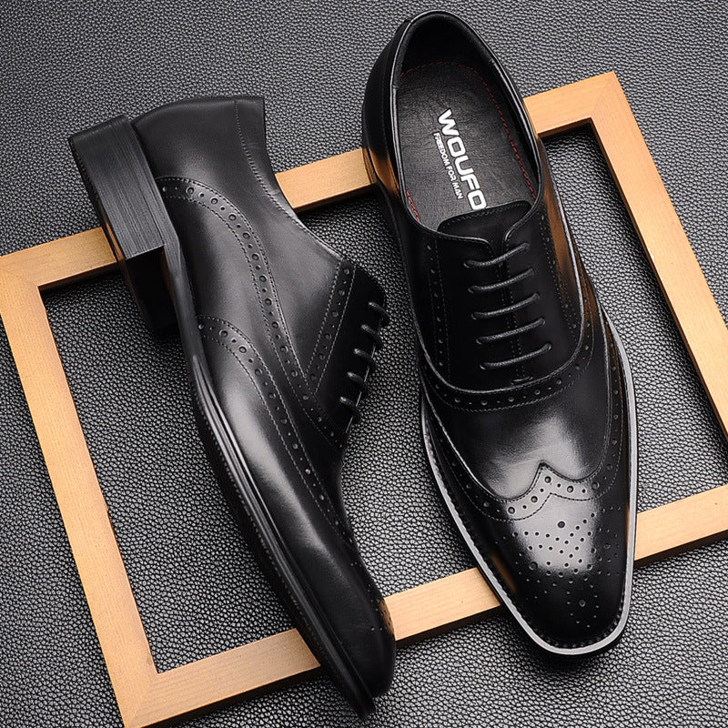 Men's Dress Shoes Classic Leather Oxfords Casual Cushioned Loafer Vintage Men's Business Formal Leather Shoes for Men