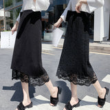 MIDI Mauve Skirt Autumn and Winter Lace Knitted Skirt Women's Mid-Length Versatile