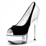 Platform Heels for Women Summer High Heel Black Fish Mouth Sandals