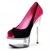 Platform Heels for Women Summer High Heel Black Fish Mouth Sandals
