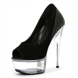 Platform Heels for Women Summer High Heel Black Fish Mouth Sandals