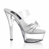 Platform Heels for Women 15cm Black Transparent Crystal High Heel Nightclub Sandals
