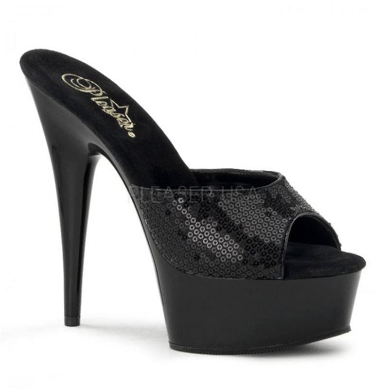 Platform Heels for Women Fashion Slippers Black High Heels