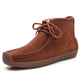 Western Shoes Autumn and Winter Ankle Boots Women's Retro Casual Flat Bottom Fleece-Lined