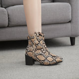 Python Boots High Heel Snake Skin Pattern Female Boots
