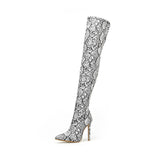Python Boots Autumn and Winter Snakeskin Pointed Stiletto Heel Boots