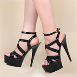 Platform Heels for Women Hollow Sandals 15cm Stiletto Heel Nightclub