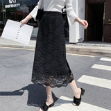 MIDI Mauve Skirt Autumn and Winter Lace Knitted Skirt Women's Mid-Length Versatile