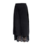 MIDI Mauve Skirt Autumn and Winter Lace Knitted Skirt Women's Mid-Length Versatile