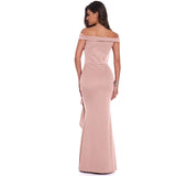 Burgundy Evening Dresses for Weddings V-neck Flounce Dress Banquet Evening Long Dress