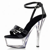 Platform Heels for Women Summer Buckle Strap High Heel Crystal Shoes