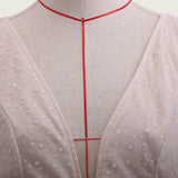 See through Wedding Dress Women's Long Sleeve Dress Long Dress Sexy, Deep V-neck and Backless Formal Dress