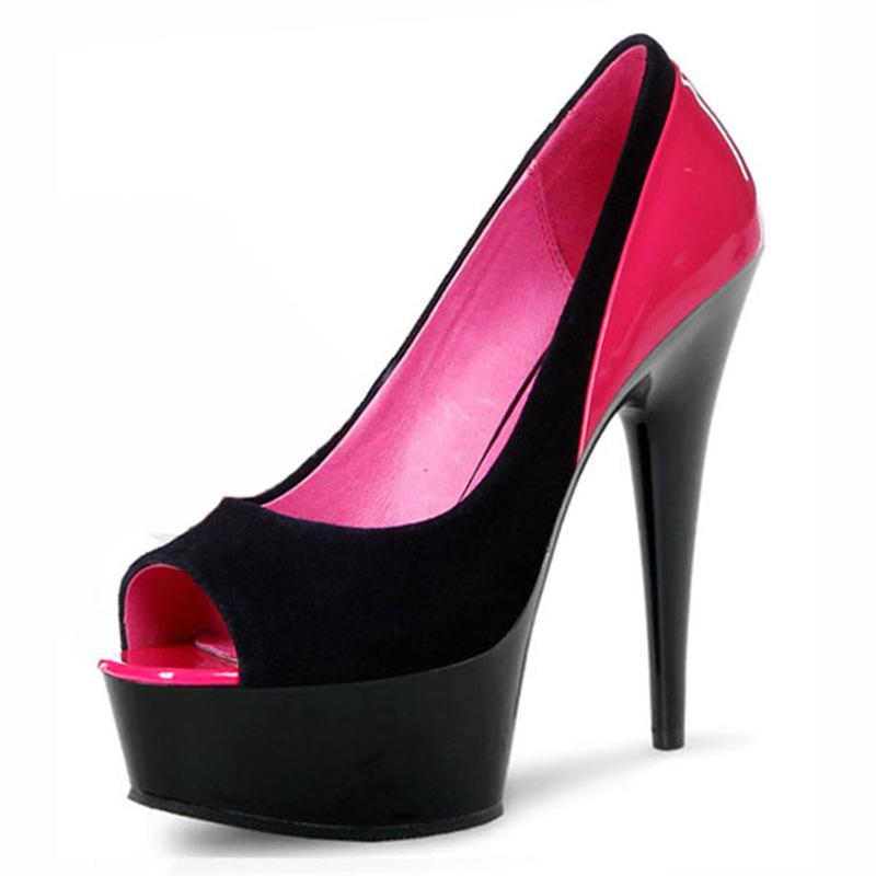 Platform Heels for Women Summer High Heel Black Fish Mouth Sandals