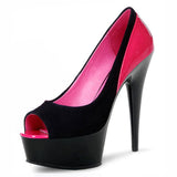 Platform Heels for Women Summer High Heel Black Fish Mouth Sandals