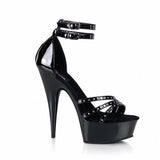 Platform Heels for Women 15cm Photo Nightclub Black Rivet Lace-up Sandals