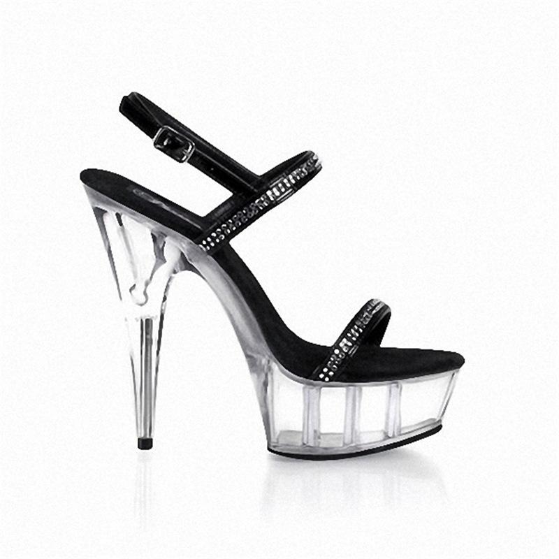 Platform Heels for Women Summer 15cm High Heel Sandals Transparent Large Size