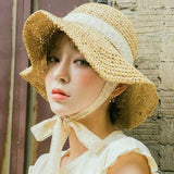 Summer Hats Handmade Straw Hat Female Summer Sexy Lace Lace-up Beach Hat
