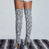 Python Boots High Heels Leather Boots Women Boots