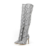 Python Boots High Heels Leather Boots Women Boots