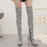Python Boots High Heels Leather Boots Women Boots