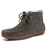 Western Shoes Autumn and Winter Ankle Boots Women's Retro Casual Flat Bottom Fleece-Lined