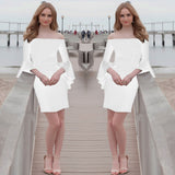 Homecoming Dresses Women's Ruffle Sleeve Dress Sexy Slim Dress Midi Dress