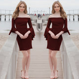 Homecoming Dresses Women's Ruffle Sleeve Dress Sexy Slim Dress Midi Dress