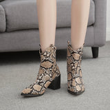 Python Boots High Heel Snake Skin Pattern Female Boots
