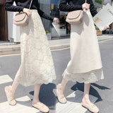MIDI Mauve Skirt Autumn and Winter Lace Knitted Skirt Women's Mid-Length Versatile