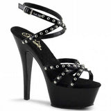 Platform Heels for Women 15cm High Heels Nightclub Black Rivet Lace-up Sandals