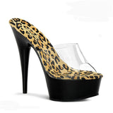 Platform Heels for Women 15cm Leopard Print Peep-Toe Slippers