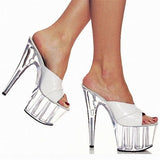 Platform Heels for Women 15cm Peep Toe High Heel Nightclub Crystal Sandals