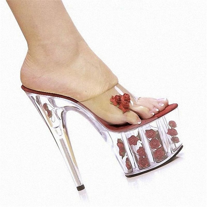 Platform Heels for Women Transparent High Heels Stiletto Slippers Fashion Crystal Shoes
