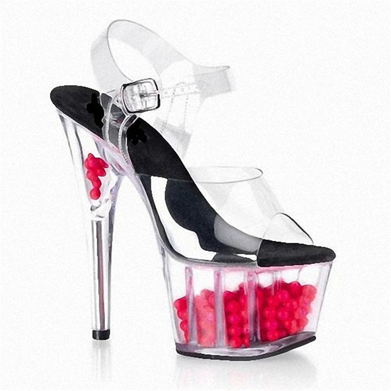 Platform Heels for Women Transparent Rose Sandals 15cm Crystal High Heel Catwalk Plus Size