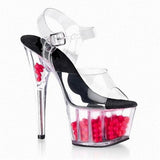 Platform Heels for Women Transparent Rose Sandals 15cm Crystal High Heel Catwalk Plus Size