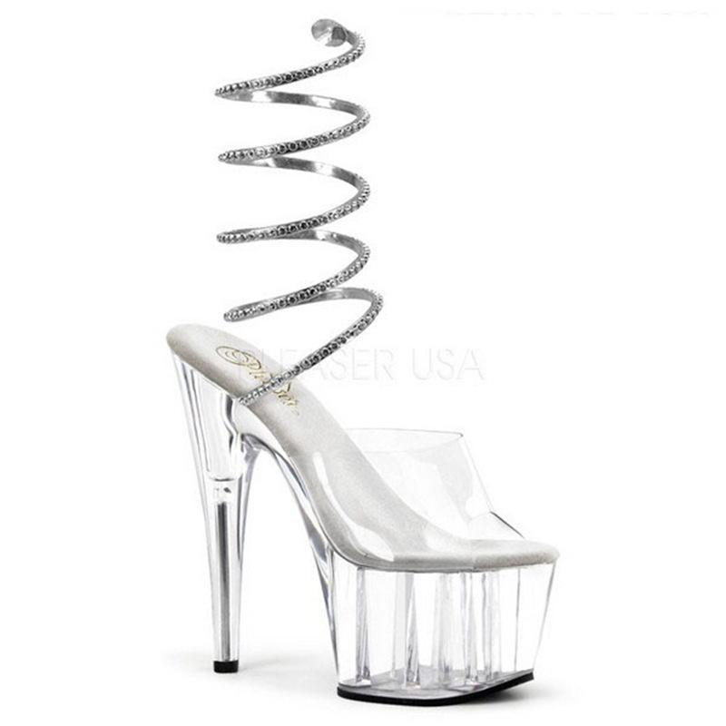 Platform Heels for Women 15cm Nightclub High Heel Fully Transparent Summer Stiletto Sandals