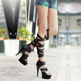 Platform Heels for Women High Heel Fashion Peep Toe Sandals 15cm Hollow Out